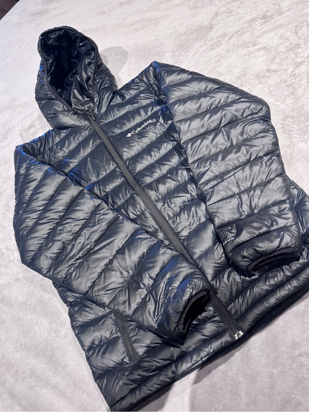 Columbia Men’s Black Omni-Heat Black Hooded Puffer Jacket - Size S